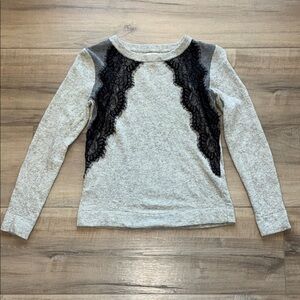 JCrew Gray Lace Accent Women's Top Size S